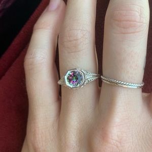 Mystic Topaz Silver Filagree Ring